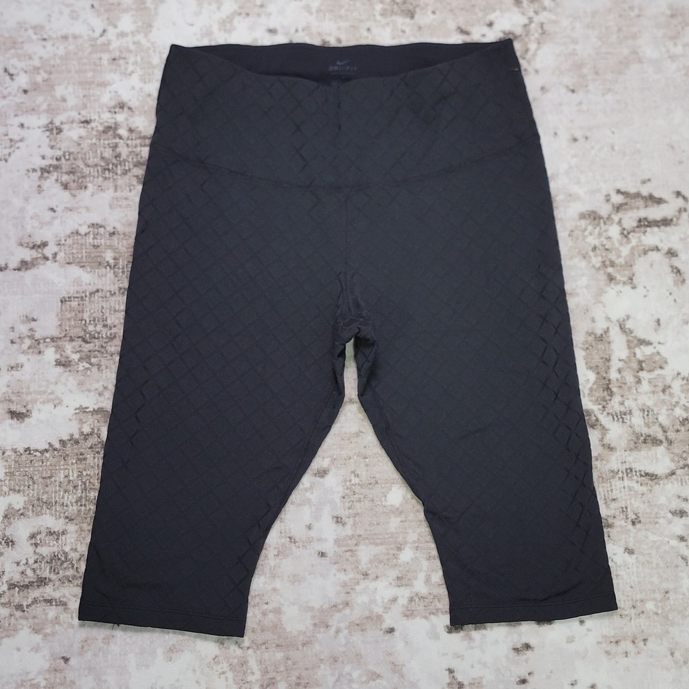 NIKE Yoga Luxe High-Waisted Jacquard Capri Leggings -‎ 1X Plus Size EUC Black